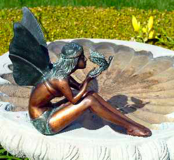 Bronze Fairy Statue Garden Statuary Playing with Butterfly Statue